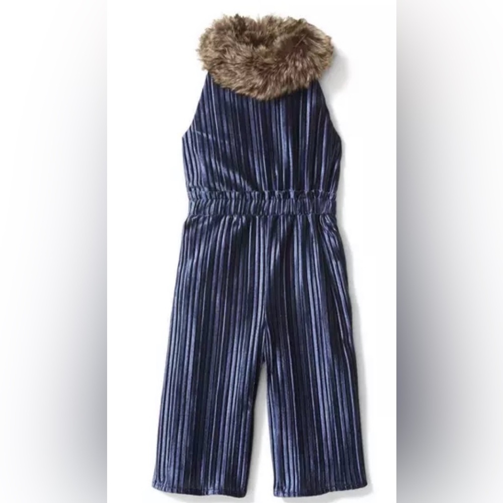 4, Janie and Jack Velvet Jumpsuit with Faux Fur Collar